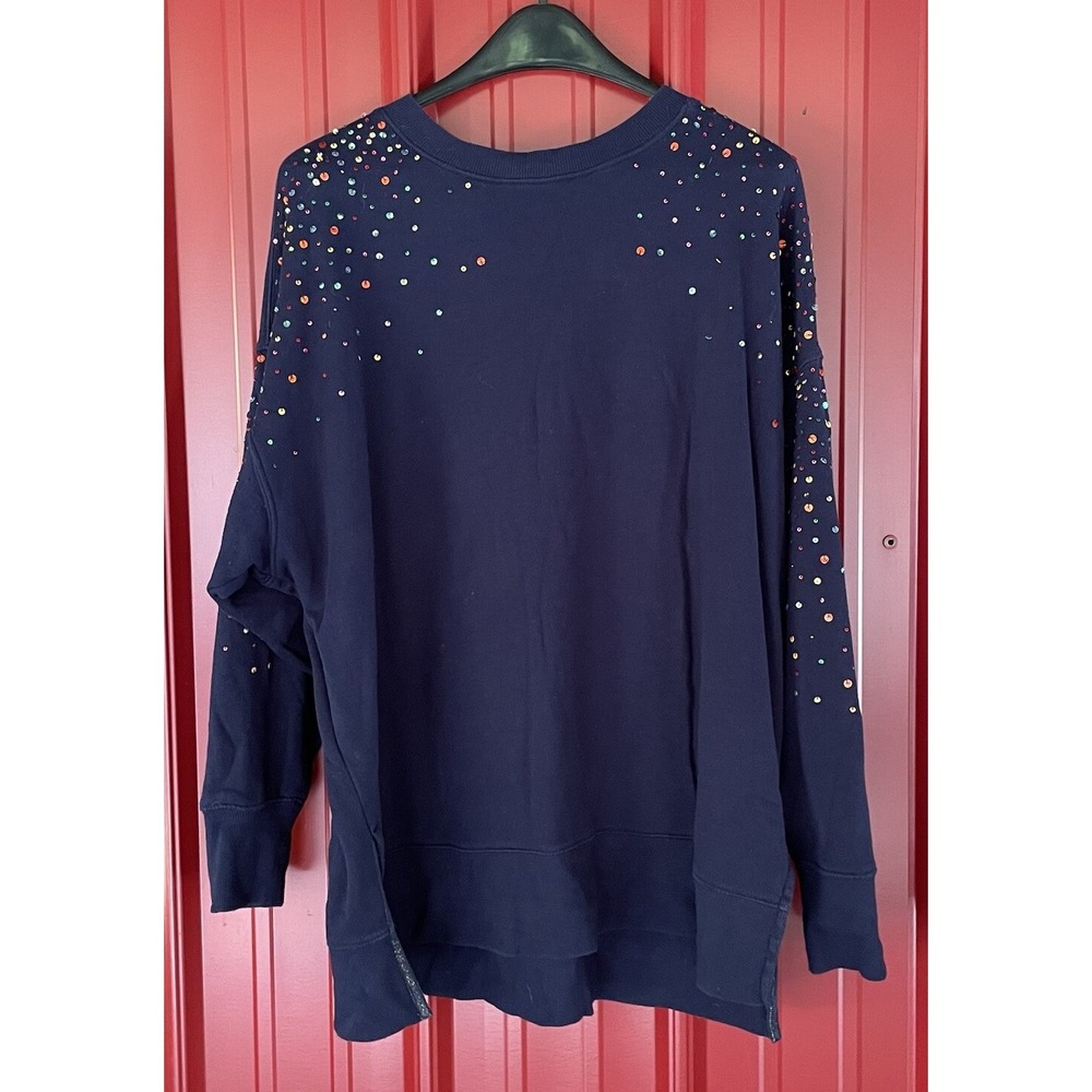 Crown & Ivy Sweatshirt Long Sleeve Sequin Burst Sweater Womens Medium